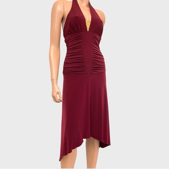 Fairygrunge Vintage Women’s Sz.M Burgundy Halter Dress High-Low ~Y2K Party Glam - Picture 2 of 11